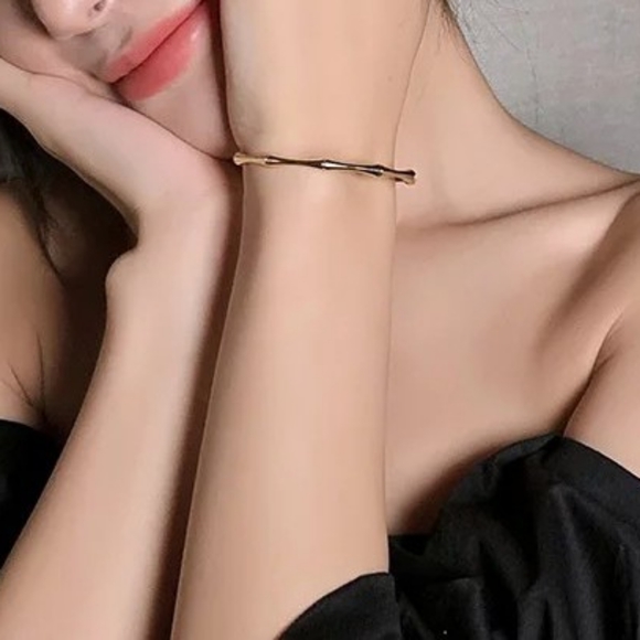 Boutique Jewelry - NEW 18k Yellow Gold Plated Bamboo Adjustable Cuff